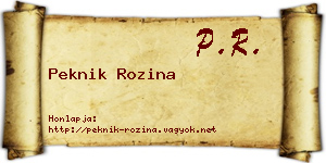 Peknik Rozina névjegykártya